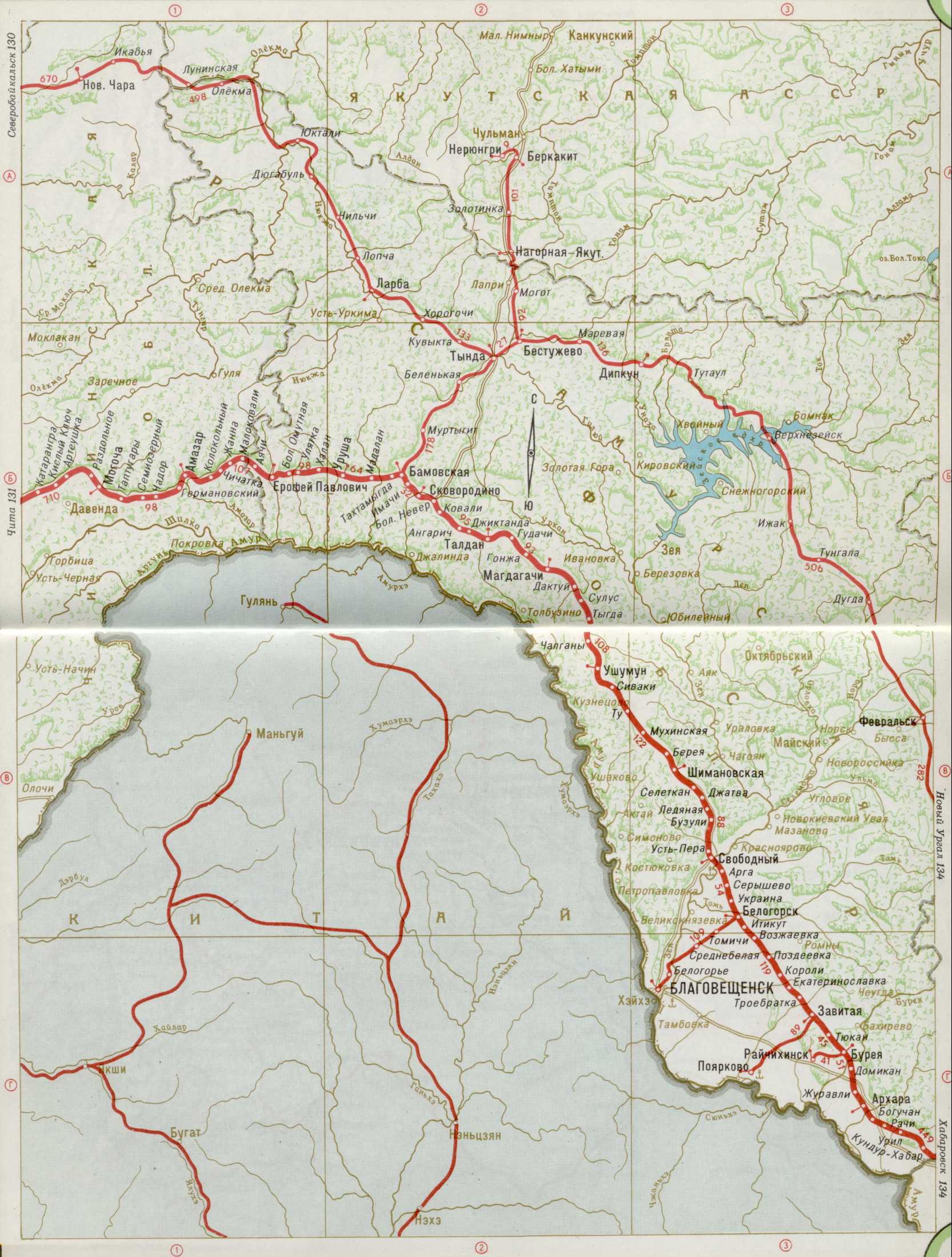 Карта железных дорог Амурской области.