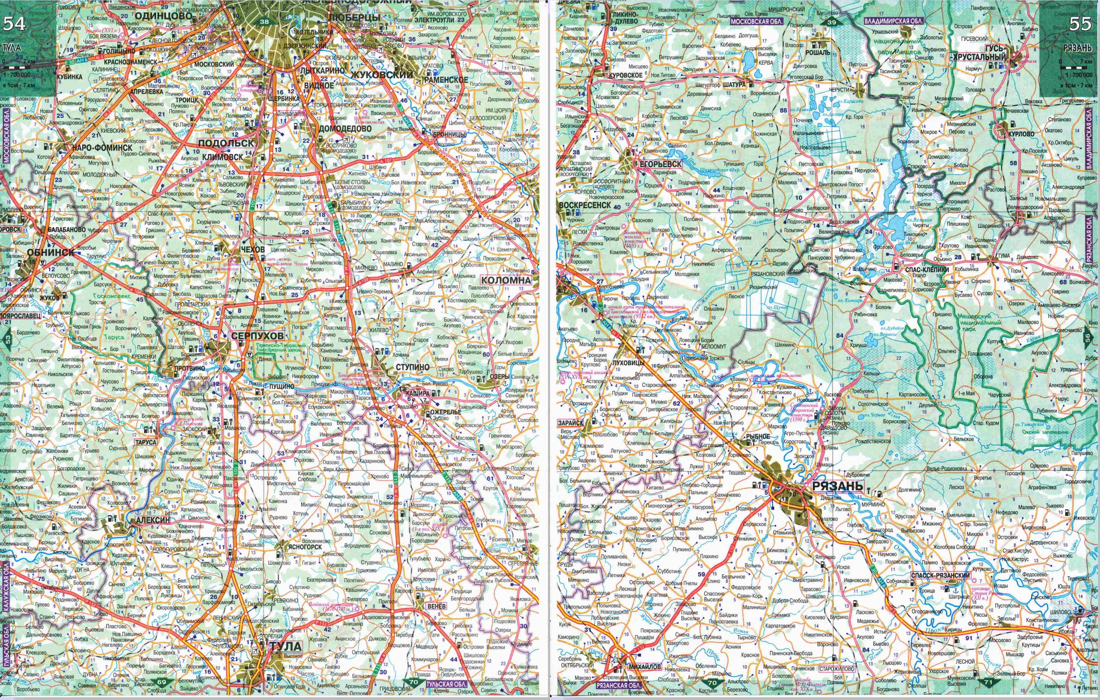 Карта дорог - Калужская область. Подробная карта автодорог Калужской области, B0 - 